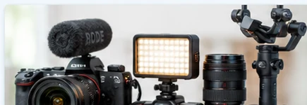 Equipo audiovisual moderno para fotografía y video semiprofesional