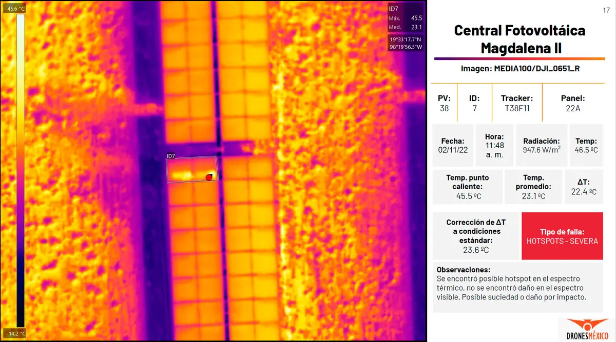 Imagen termográfica obtenida durante una inspección aérea
